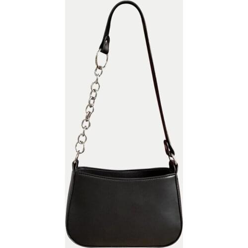 Simple Style Hot Baguette Shoulder Bag Women Black Handbag PU Leather Armpit Messenger Bags Purse 2021 New Fashion