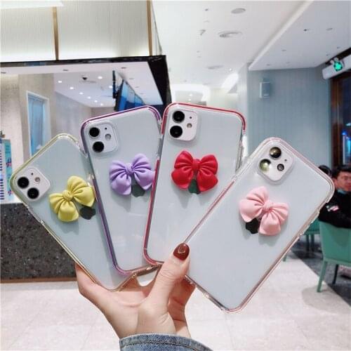 Cute bow transparent soft silicone phone case for iPhone 11 12 Pro max case for iPhone XS MAX 6S 7 8 plus X XR SE2 12MINI cover