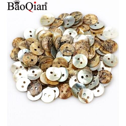 50pcs Loose Natural Shell Craft 2 Hole Home Sewing Button 11mm Round Clothing Scrapbook Decoration Accessories Diy
