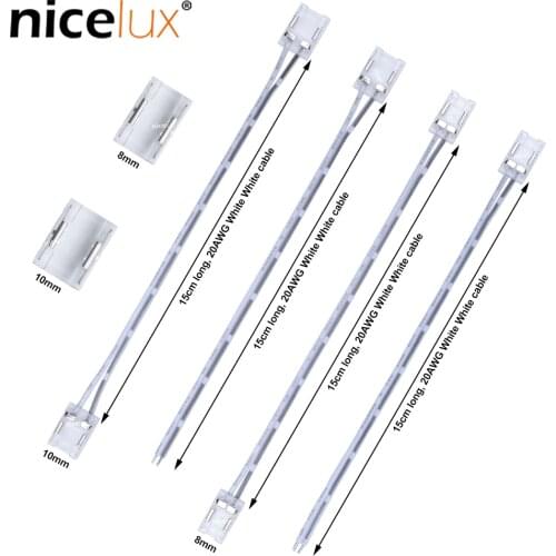 COB LED Strip Connector for IP20 High Density FOB SMD 8mm 10mm 2pin Single Color SMD 144 240 300 LEDs/m Tape Light Connectors