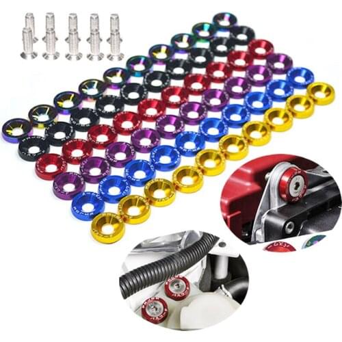 10pcs M6 JDM Car Modified Hex Fasteners Fender Washer Bumper Engine Concave Screws Car-styling