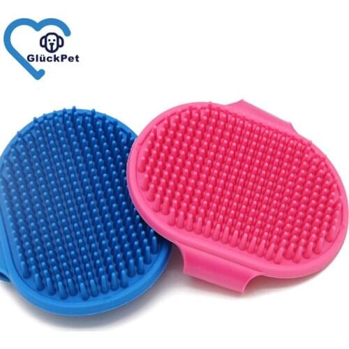 2PCS Dog Bath Brush, Pet Bath Brush Rubber Dog Comb with Adjustable Ring
