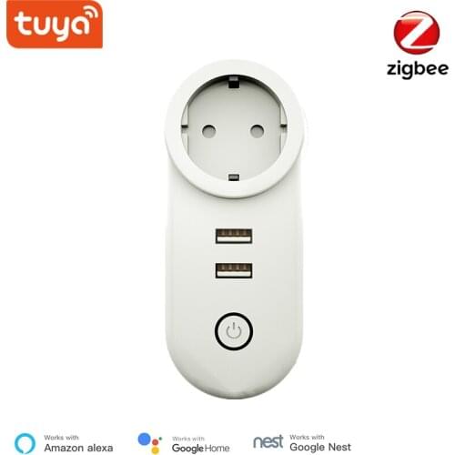 Tuya Smart Zigbee EU Plug APP Wireless Control Tuya Zigbee 3.0 EU Socket Alexa Echo Voice Control Dual USB Charging Google Home