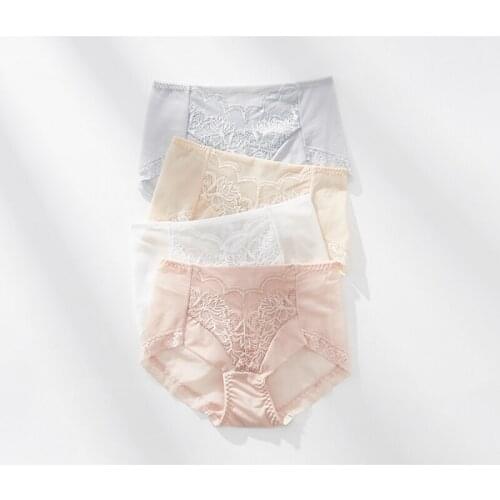 4PCS High Quality Intimates Seamless Women Underpants High Waist Lace Briefs Plus Size Cotton Sexy Transparent Lace Panties 4L