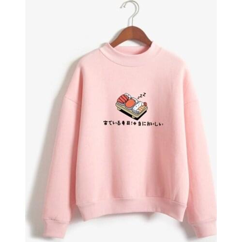 Women Hoodies Kpop Autumn Winter Sweatshirt Kawaii Cartoon Sushi Print Harajuku Japanese Fleece Loose Moletom Feminino Pullovers