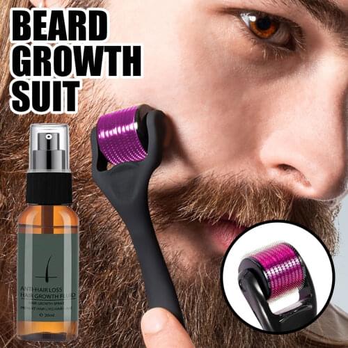 30ml Beard Growth Roller Set Beard Growth Kit Mens Beard Growth Essence Nourishing Enhancer Beard Oil Spray Beard Care