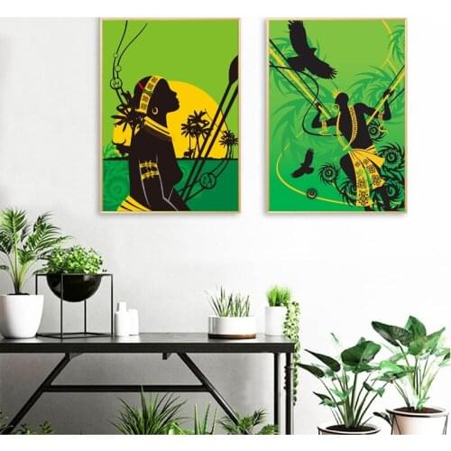 Africa Sun Girls Prints Black Woman African Desert Warm Picture Poster Wall Art Canvas Painting Ethnic Beauty Tribe Decoration