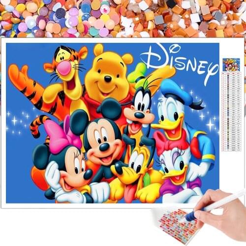 Diamond Painting Mosaic Cartoon Disney Big Family 5D DIY Full Round Square Rhinestone Embroidery Cross Stitch Picture Art Gift