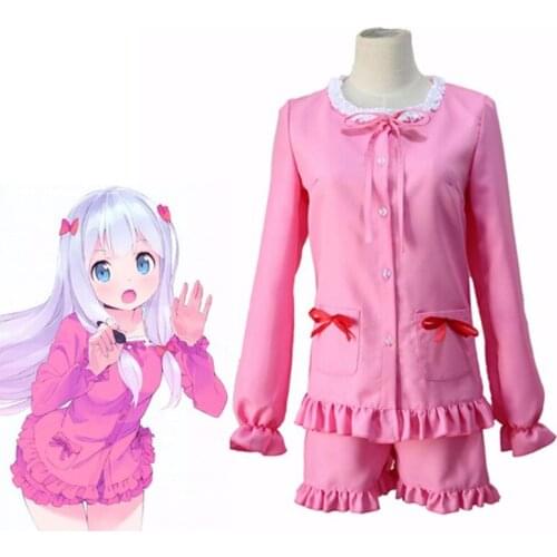 Anime Eromanga Sensei Izumi Sagiri Sleepwear Uniform Cosplay Costume Full Set Cute Lolita Pink Pajamas Outfit