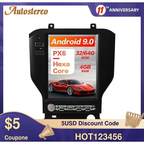 For Ford Mustang 2015 2016 2017 Tesla Style Android 9 Car GPS Navigation Stereo Head Unit Multimedia Player Radio Tape Recorder