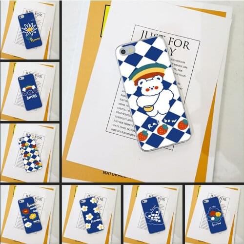 Phone Cover For iPhone 5C 5S SE 5 S Case Silicone Blue Flower Bear Smile Aesthetic Daisy Soft TPU For iPhone 4S 4 S Phone Case