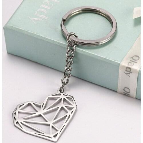 COOLTIME Heart Sun Cute Animal Cat Hollow Stainless Steel Couple Lover Pendant Car Key Chain For Woman Man Christmas Gift