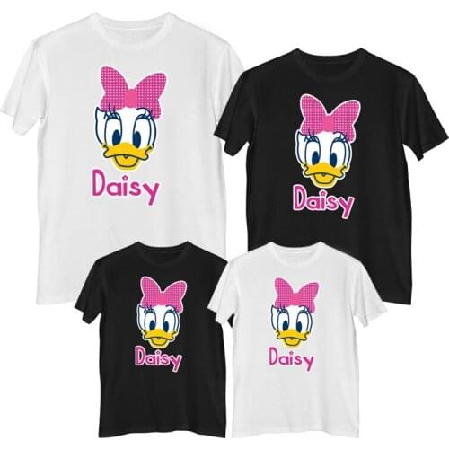 Disney Donald Duck Daisy Duck T-shirt 100% cotton Fashion Womens t-shirts Children clothes girl mother and daughter clothes