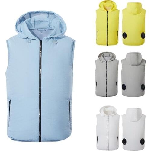 Men Summer Air Conditioning Clothing Fan Cooling Vest USB Charging Cooling Sport Man Vest Outdoor Cooling Summer Hood Vest