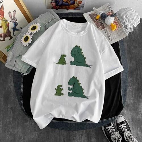 Summer Harajuku Plus Size Dinosaur Graphic T Shirts Women Clothing Kawaii Clothes Aesthetics Short Sleeve Casual Streetwear Tops