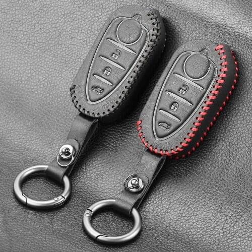 Leather Key Cover Case Fob Holder for Alfa Romeo 4C Mito Giulietta Myth 159 GTO GTA Car Key Cover Keychain Car Remote Control