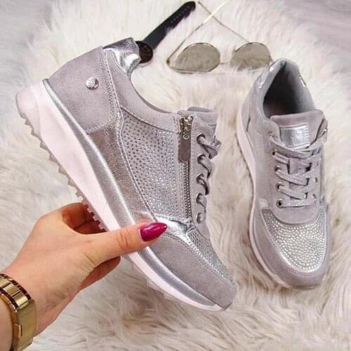 Women Wedges Sneakers Outdoor Running Vulcanize Shoes Summer Sequins Shake Shoes Fashion Girls Sneakers Size 43 Women Shoes