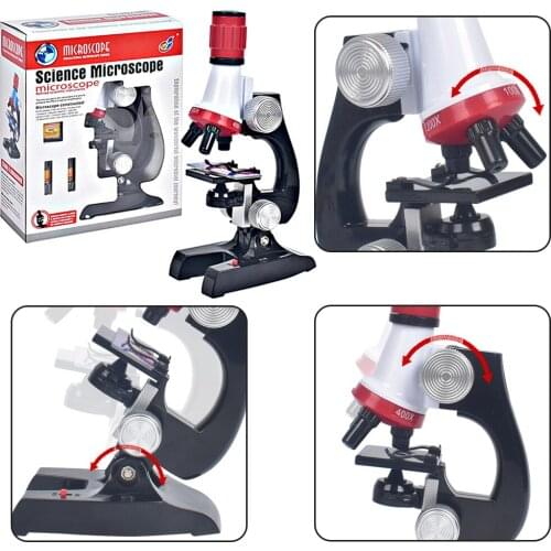Lab Refined Microscope Kit 100X-400X-1200X Lab LED Home School Educational Toy Gift Refined Biological Microscope Gifts For Kid