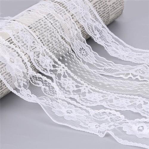 Multi Size 10 Yards White Lace Ribbon DIY Embroidered Net Lace Trim Fabric For Sewing Wedding Decoration Gift Packing Clothing