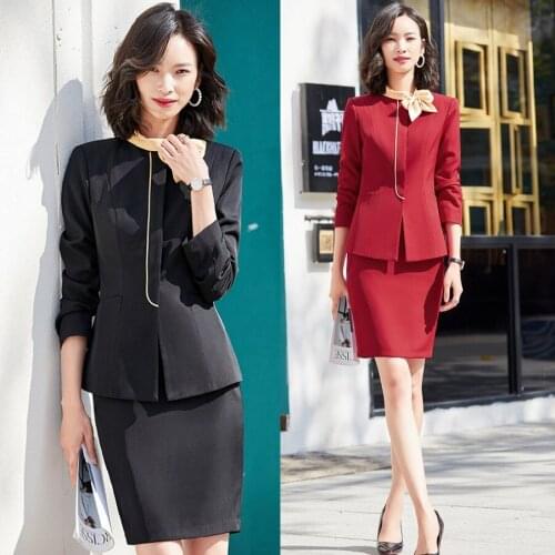 Fashion Black Blazer Women Business Suits with Skirt and Jacket Set Ladies Work Wear Clothes Office Uniform Styles