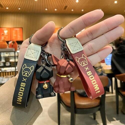 Trendy Geometry Dog Keychain Resin Hound Dog Terrier Pendant Key Ring Women Men Exquisite Gift Handbag Car Charms Animal Jewelry