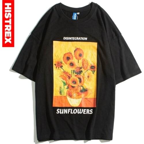 Histrex 2020 Van Gogh Sunflowers Screen Printing Men T Shirt Crewneck T-shirt Mens Harajuku Casual Summer Brand Clothing Tshirt