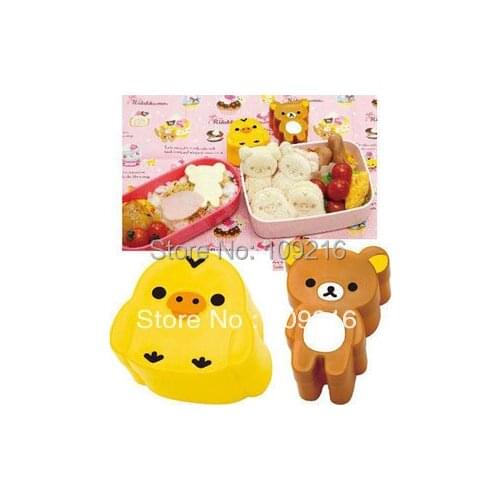 Wholesale!! 2pcs/set Very Cute Cartoon Shape Bear & Chicken DIY Sushi Mold, Rice & Vegetable Roll Mold