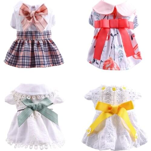 Spring Summer Pet Dog Dresses for Small Dogs Sweet Puppy Cat Skirt Chihuahua Shih Tzu Wedding Dress Mascotas Clothing Costume