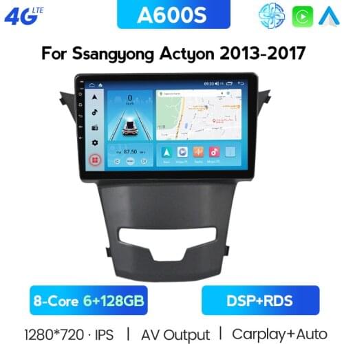 7862 CPU Octa 8 Core Android 10.0 For Ssangyong Actyon 2014 Korando Quad Core Support 4G SIM LTE Network DAB+ 6GB RAM 128GB ROM