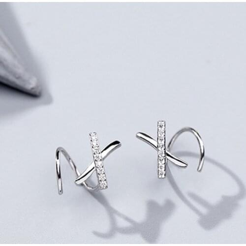 Real 925 Sterling Silver Simple Spiral Earrings Minimalist Ear Cuff Wrap Earring Twist Ear Piercing Hypoallergenic Sensitive Ear