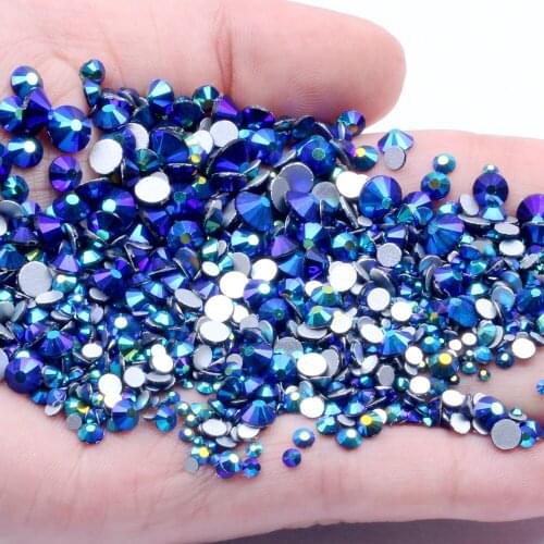 Jet AB Non Hotfix Crystal Rhinestones Round Facets Flatback Glue On Strass Diamonds Glass Chatons DIY Jewelry Making Decoration