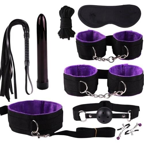 Bullet Vibrators Sex Toys For Couples Plush Sex Bondage Gear Set Leather Handcuffs Sex Games BDSM Toys Exotic Sex Accessories