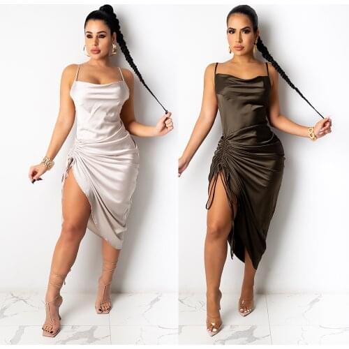 Hot models European and American sexy trend mid-length skirt bandage suspender dress nightclub clothes