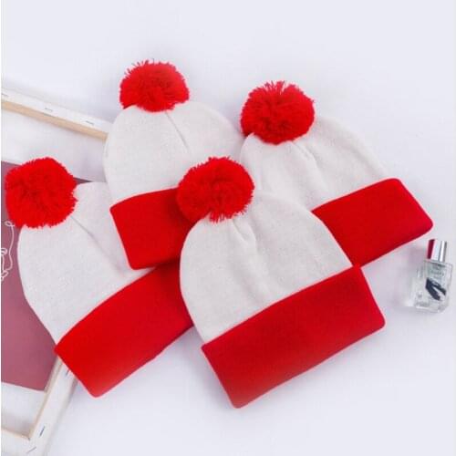 WZCX Christmas Stitching Color Unisex Pompom Hat Men Beanie Autumn Winter Outdoor Keep Warm Skull Cap Ski Cap