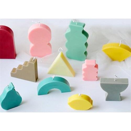 Geometric Shape Candle Silicone Mold INS Wind Home Decoration Simple Style Aromatherapy Candle Plaster DIY Material Candle Mould