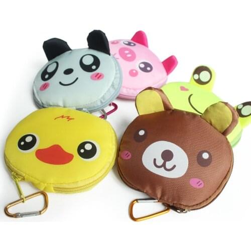 5pcs/lot Cartoon Animal Foldable Folding Shopping Tote Reusable Eco Bag Duck Panda Frog Pig Bear waterproof shopping bag