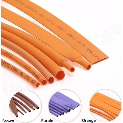 2 Meters Brown Orange Purple Φ1mm- Φ50mm Heat Shrinkable Tube 2:1 Shrink Polyethylene Cable Wire Electrical Sleeving