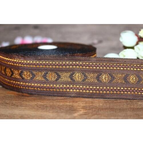 10yards/lots Woven Jacquard Ribbon 4cm brown color pattern IS-3280