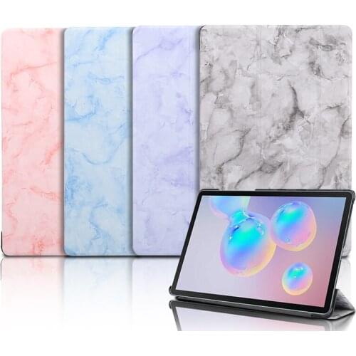 Tri-Fold Marble Case For Samsung Galaxy Tab S7 Plus Smart Stand Tablet Cover For Samsung TAB S7+ 12.4 T970 T975 PC Back Case