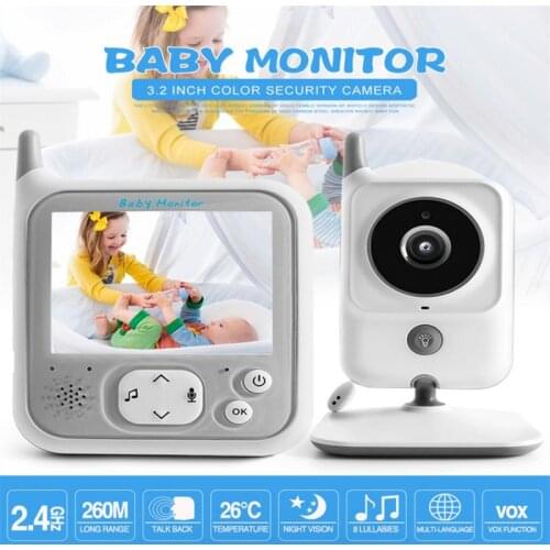 VB607 Wireless Baby Monitor 3.2 Inch LCD IR Night Vision 2Way Talk 8 Lullabies Temperature Monitor Video Nanny Radio Baby Camera