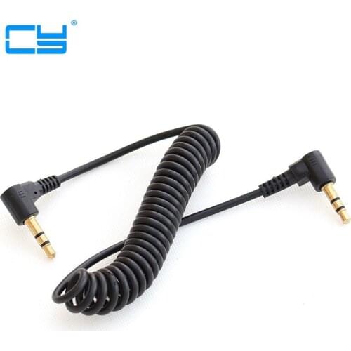 30CM to 100cm Retractable Spring Two Angle 3.5mm Male to Male Stereo Audio AUX Cable for Car