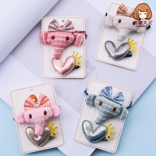 Elephant Bright Heart-Shaped Childrens Hair Clip Hairpin Hair Ring Series Set Hair Accessories Combination