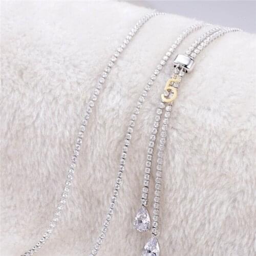 Fashion Big Water Drop Necklaces Pendant Long Cubic Zirconia Crystal Chain Necklace Women Sweater Jewelry Valentines Gift Hot