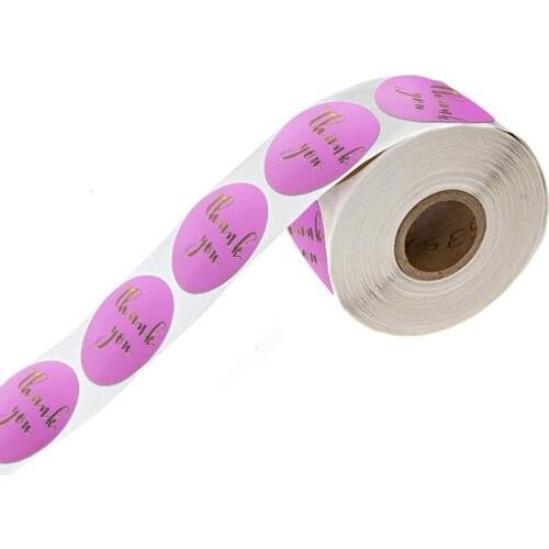 1 inch 50-500pcs Thank You Stickers Seal Lanels with Round Gold Foil Pink Stickers for Gifts Store Label Stationery Stickers