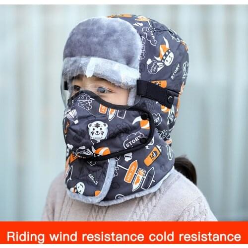1pc Unisex Winter Hat Bomber Hat Keeping Warm Ski Outdoor Waterproof Windproof Mask with Glasses Winter Hat Scarf