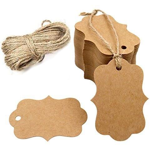 100 Pcs/pack Blank Kraft Paper Tags with Hole for Wedding Party Decoration Gift Tags Packaging Hang Tags School Stationery Tag