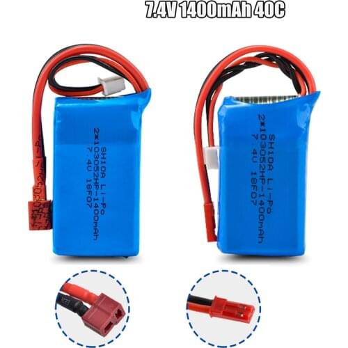 2pcs 2S 7.4V 1400mah 40C Lipo Battery T / JST Plug Connector for Wltoys A959-b A969-b A979-b K929-B RC Remote Control Car Parts