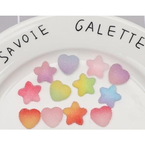 20 PCS Approx 18mm Stars Heart Imitation Candy Diy Resin Handmade Accessories For Jewelry Making