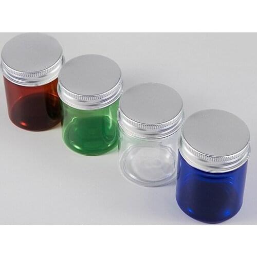 200PCS 30g Clear Blue Plastic Cream Jar 30ml Small Empty PET Bottle With Aluminum Screw Cap Cosmetic Packaging