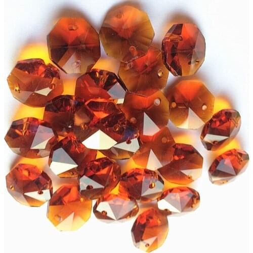 2000PCS/lot 14mm Amber crystal Octagonal beads Diy garland strands for chandelier Parts,lighting hanging pendants free shipping